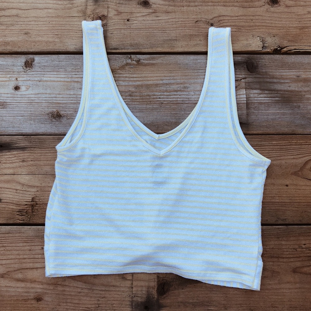 yellow and white striped tank top